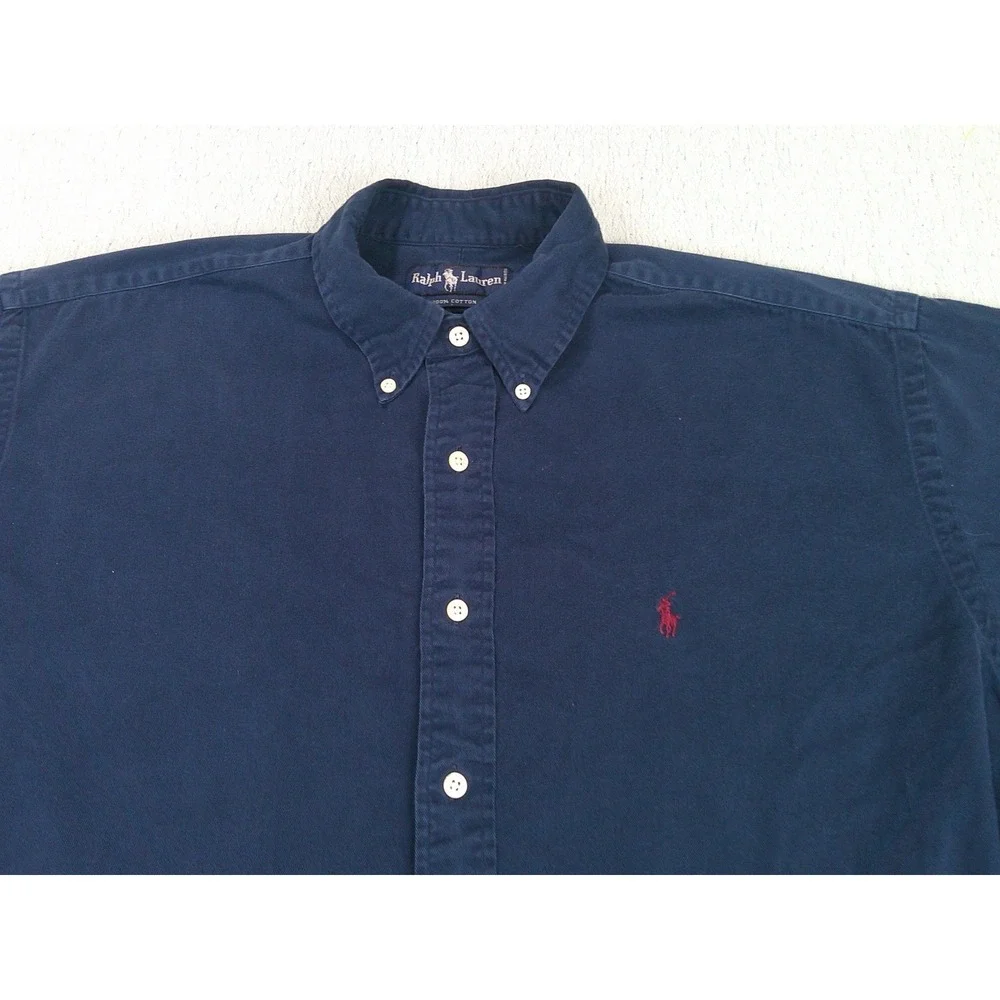 Ralph Lauren Polo Shirt Mens Size XL Blue 100% Cotton Button Down - Picture 2 of 6